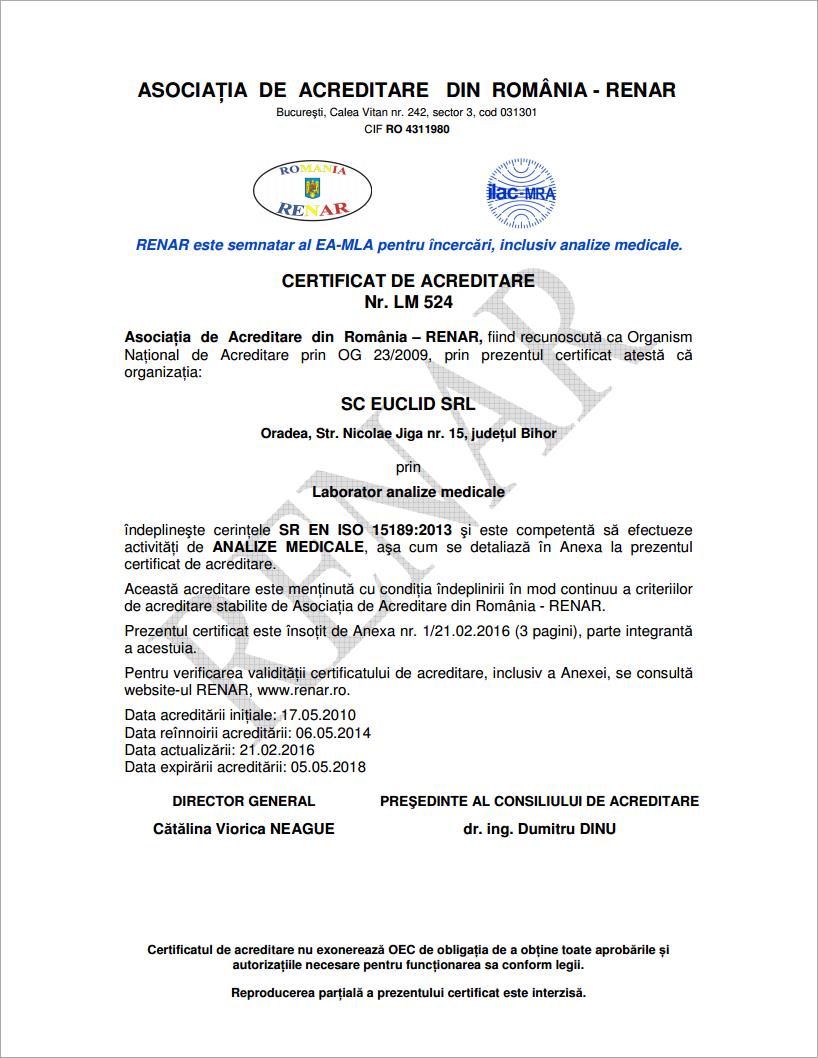 Acreditare renar laborator Euclid Hospital & Medical Center